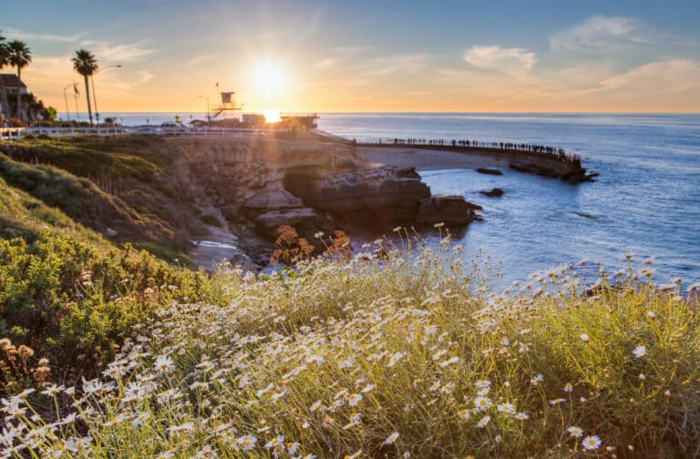 Sonnenuntergang am La Jolla Cove Beach, San Diego