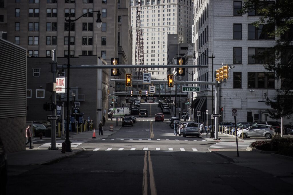 In den Straßen der Stadt von Detroit Downtown