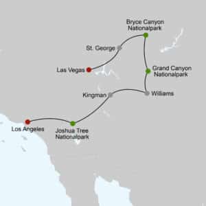 Landkarte mit Routenverlauf der Tour "Western Triangle"