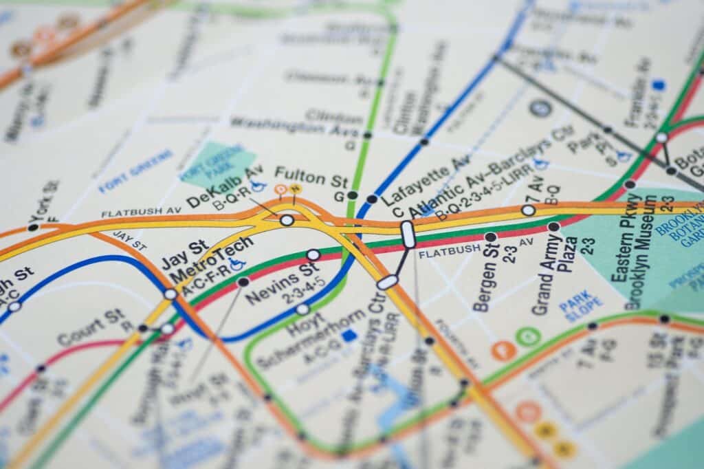 Liniennetz-Ausschnitt der New Yorker Subway