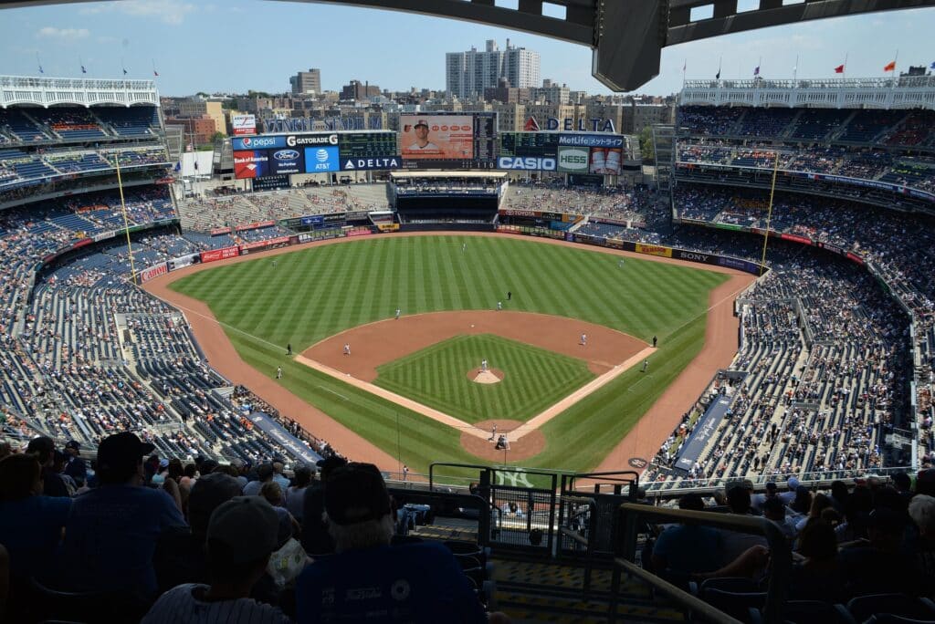 Ansicht des Baseball-Feldes des Yankee's-Stadions in New York