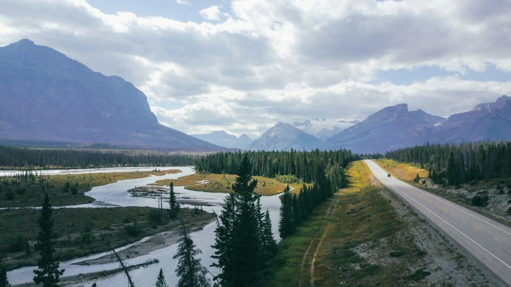 Der David Thompson Hwy im Clearwater County